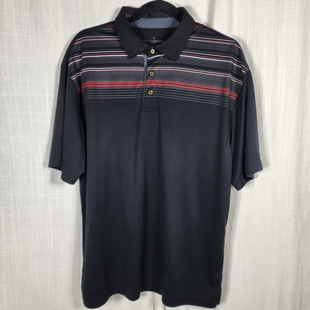 Grand Slam Black Polo with Red and White Stripes